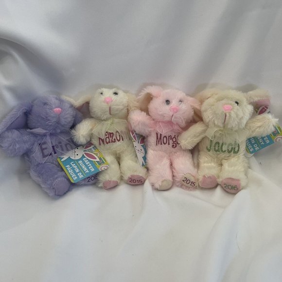 Plush BUNNY 8” NWT Stuffed Rabbit LOT OF 8. Cream and Pink Dollar Tree - Picture 3 of 3